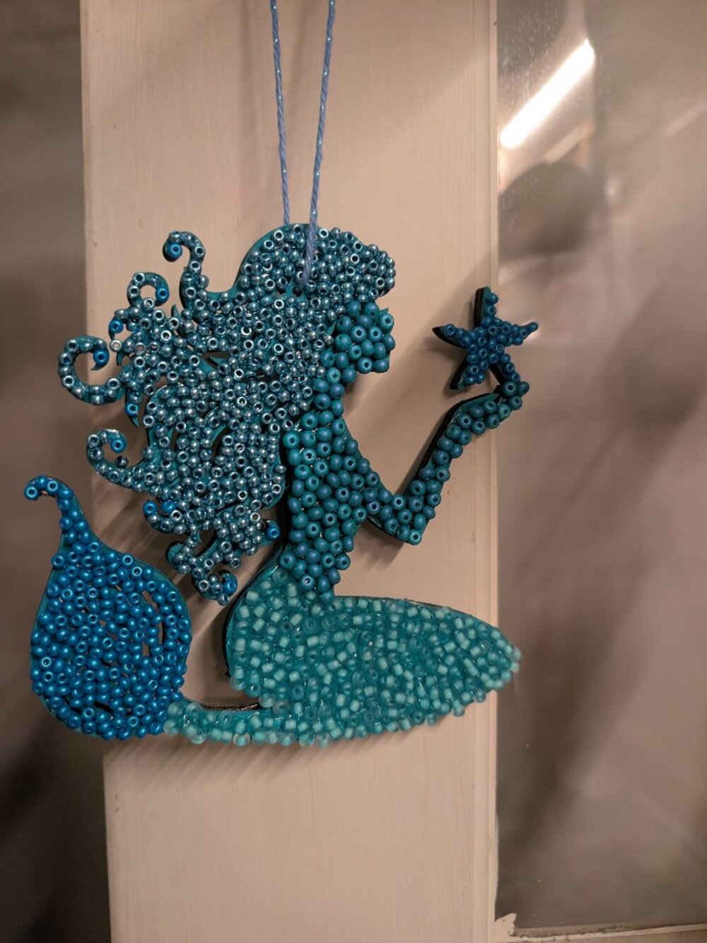 Hand-beaded mermaid decor